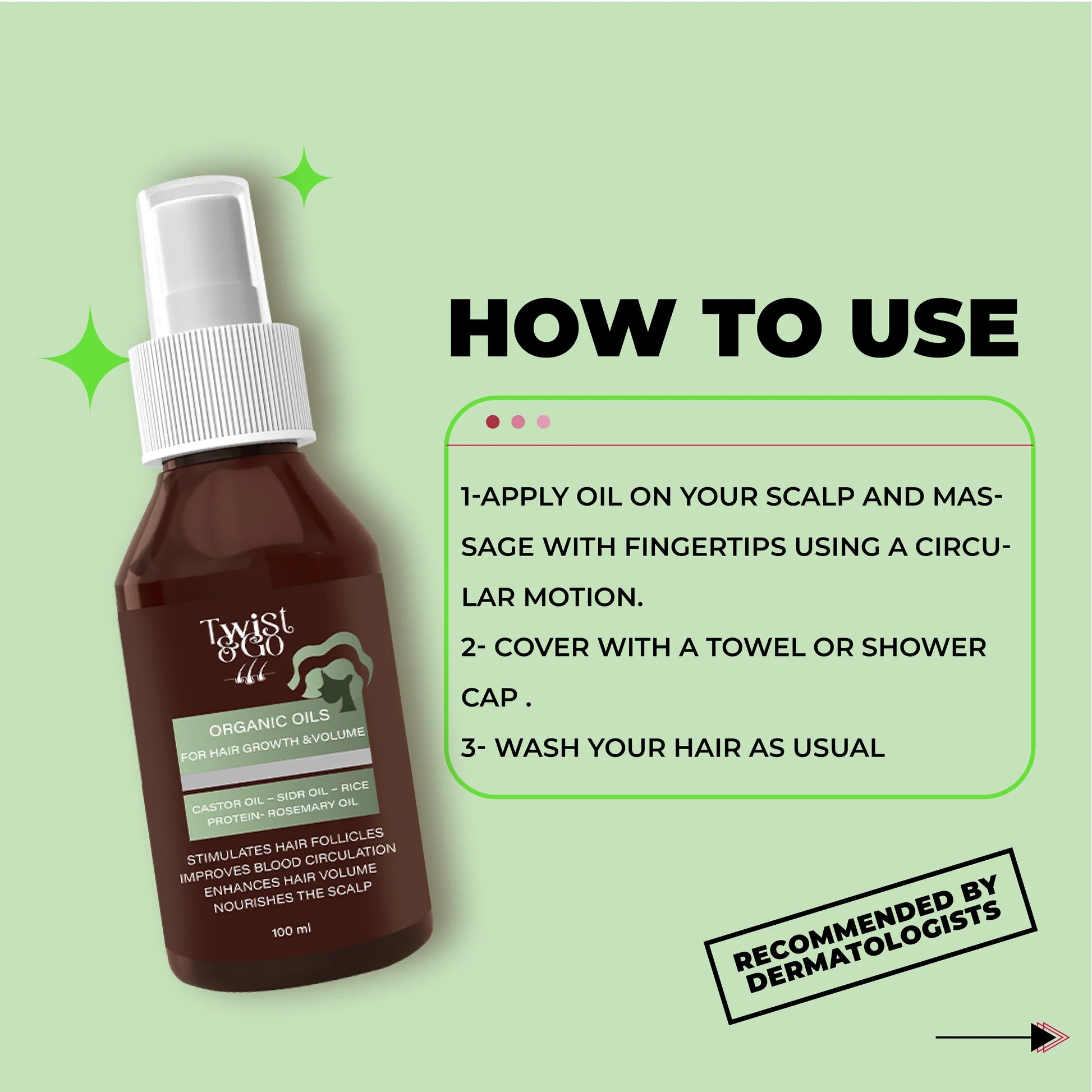 Twist and GO Organic Oils Stimulator For hair growth and volume 100ml - الصورة 4