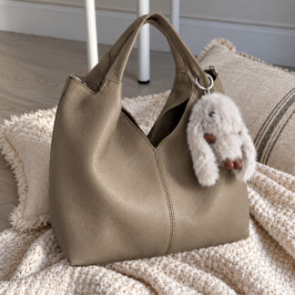 V-Cut Soft Bucket Bag - Cafe