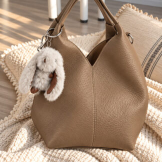 V-Cut Soft Bucket Bag - Camel